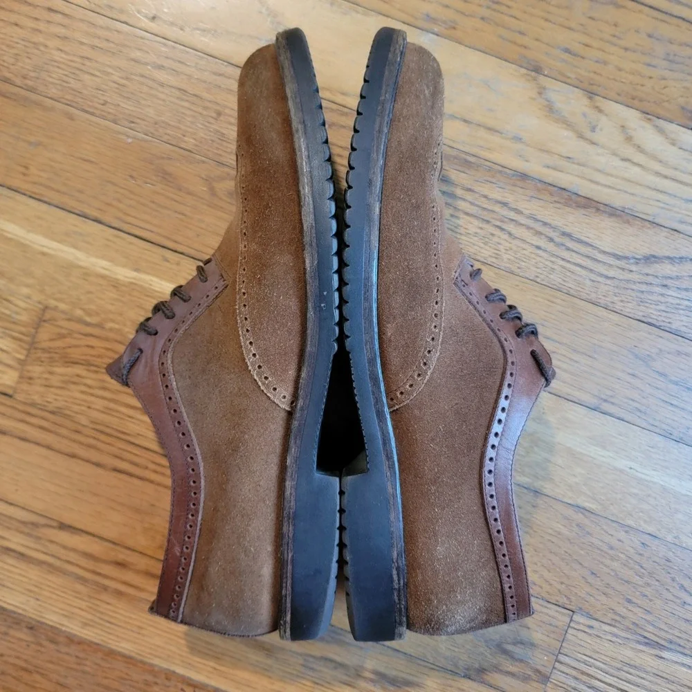 Salvatore Ferragamo Studio Men's Size 10.5B Brown Suede Wingtip Oxford Derby‎